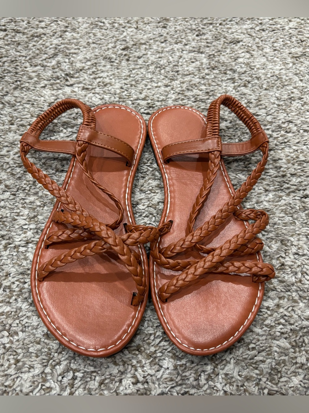 Women's Braided Strappy Size 6.5 Sandals - Brown